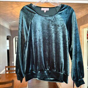 NWT Women's Philosophy Green Velour Long Sleeve Top. Size XS